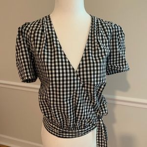 Madewell gingham wrap blouse, Sz.M